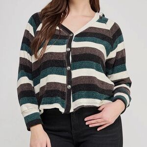 Striped Button-Up Sweater